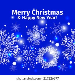 Christmas seamless pattern with snowflakes on  background, vector