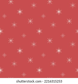 christmas seamless pattern with snowflakes on red background