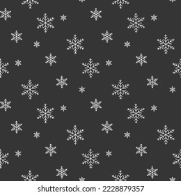 christmas seamless pattern with snowflakes on dark background