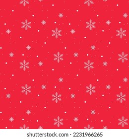 christmas seamless pattern with snowflakes on red background