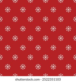 Christmas seamless pattern with snowflakes on red background. Perfect for wallpaper, gift paper, winter greeting cards. Vector illustration