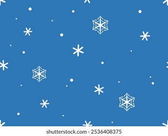 Christmas seamless pattern with snowflakes on blue sky background vector.