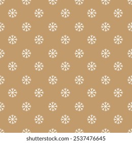 Navidades sin patrón con copos de nieve sobre fondo dorado. Perfecto para el Fondo de pantalla, papel de regalo, tarjetas de felicitación de invierno. Ilustración vectorial