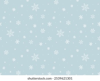 Christmas seamless pattern with snowflakes on a mint green background. Simple winter background design