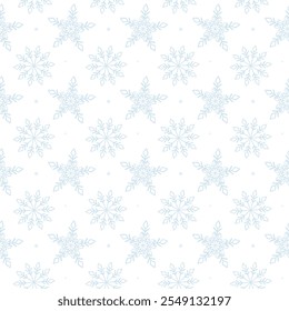 Christmas seamless pattern with snowflakes on a white background. Christmas pattern concept for packaging paper, wallpaper, scrapbooking paper, etc. Vector pattern with snowflakes.