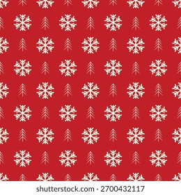 Christmas seamless pattern with snowflakes on red background. Christmas decoration pattern for textile and gift wrapping vector illustration