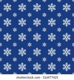 Christmas seamless pattern with snowflakes on a navy blue background. Vector  illustration