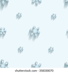 Christmas seamless pattern.  Snowflakes on light background with shadows