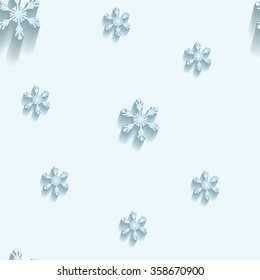 Christmas seamless pattern.  Snowflakes on light background. Flat design