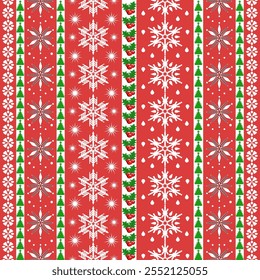 Christmas seamless pattern with snowflakes and pine tree, vector illustration for texture, decoration, background, wall hanging, wall paper, winter