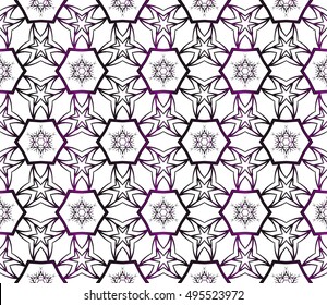 Christmas seamless pattern of snowflakes. purple gradient. vector illustration