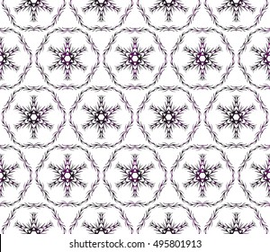 Christmas seamless pattern of snowflakes. purple gradient. vector illustration