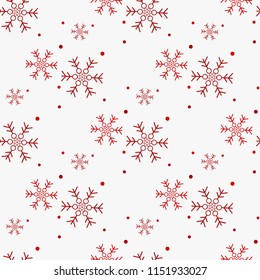 Christmas seamless pattern of snowflakes, red on white eps10