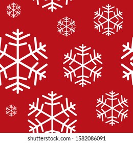 Christmas seamless pattern with snowflakes in red colors. For web, wallpaper, wrapping paper, scrapbooking, for printing on clothes, textile, package