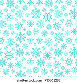Christmas seamless pattern with snowflakes in scandinavian style. Xmas and new year snowfall background. Vector ice crystals