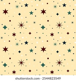 Christmas Seamless Pattern. Snowflakes, Sparkles and Stars Seamless Background. EPS 10