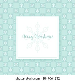 Christmas seamless pattern with snowflakes in squares. Greeting card on abstract background. Vector illustration