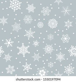 Christmas seamless pattern with snowflakes. Vector holiday texture.