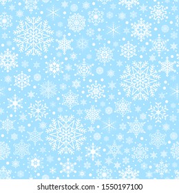 Christmas seamless pattern with snowflakes. Vector holiday texture.