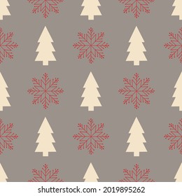Christmas seamless pattern with snowflakes. Vector seamless pattern with Christmas elements for background.  Perfect for winter holidays, New Year, greeting cards.  Christmas seamless pattern
