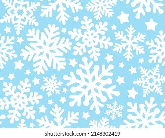 Patrón de Navidad sin fisuras con copos de nieve. Copos de nieve blancos en un fondo azul. Fondo de invierno.