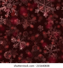 Christmas seamless pattern of snowflakes, white on red