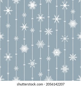 Patrón de Navidad sin fisuras con copos de nieve. Impresión de invierno. Antecedentes de Año Nuevo. Ilustración vectorial en estilo plano.