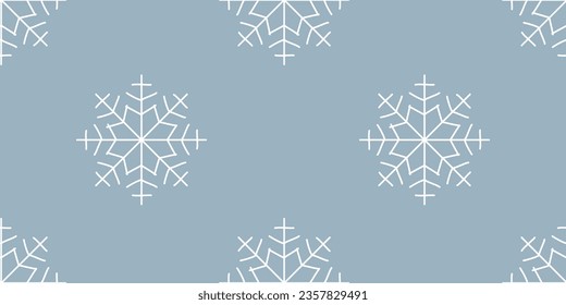 Navidad Patrón sin foco con copos de nieve. Ilustración vectorial plana de invierno para la decoración de vacaciones, plantilla de papel de ajuste, banner estacional. Diseño arte fondo infinito con nevada en azul. 