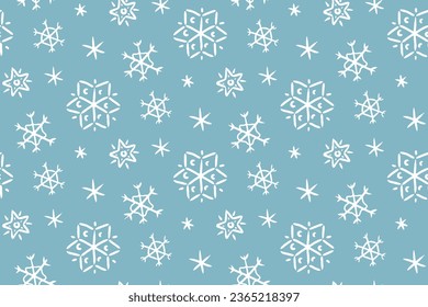 Christmas seamless pattern with snowflakes, winter background.