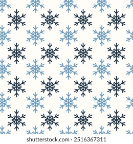 Navidades sin patrón con copos de nieve. Fondo de invierno. Ilustración vectorial