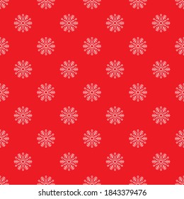 El patrón navideño fluye en el fondo rojo.