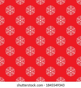 Christmas seamless pattern snowflaks on red background.