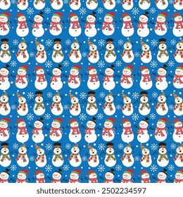 Christmas seamless pattern with snowman