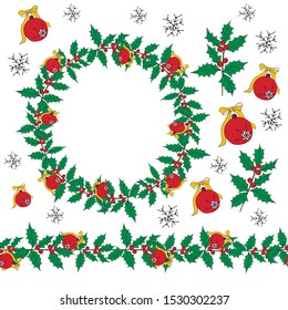 Christmas seamless pattern with snowman, fir trees and snowflakes. Perfect for wallpaper, wrapping paper, pattern fills, winter greetings, web page background