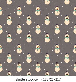 christmas seamless pattern. snowman isolated on gray background. vector Illustration.