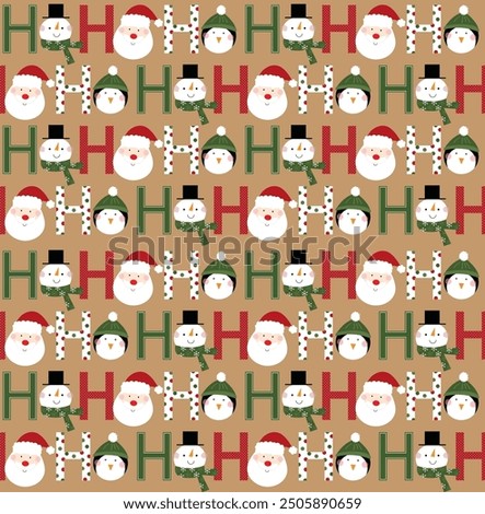 christmas seamless pattern with snowman, santa claus and penguin design