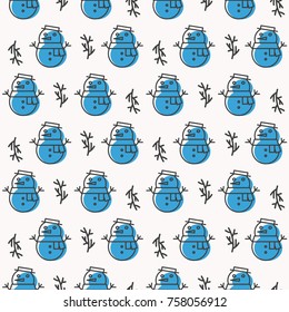 Christmas seamless pattern with snowman scandinavian style on white background for poster, christmas sale, product promotion, greeting card, web and material, decoration. Vector Illustration