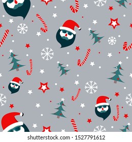 Christmas seamless pattern with snowman, snowflakes, presents, sleigh Perfect for wallpaper, wrapping paper, pattern fills, winter greetings, web page background, Christmas and New Year greeting cards
