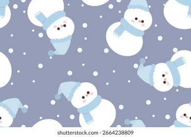 Weihnachten nahtloses Muster mit Schneemann und Schneeflocken
