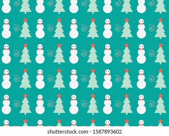 Christmas seamless pattern. Snowman, Christmas tree