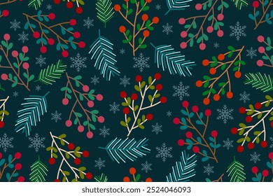 Christmas seamless pattern with snowman, christmas trees, stars and snowflakes. Christmas design for fabric, cotton, wallpaper, gift wrap, backgrounds.	
