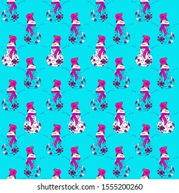 Christmas seamless pattern with snowmen. For printing on paper, on fabric, on walls.