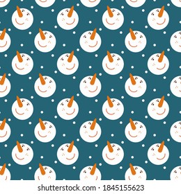 Christmas seamless pattern with snowmen. Winter illustration.