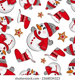 Christmas seamless pattern snownan for gift wrap