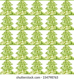 Christmas seamless pattern of sparkling Christmas trees with hologram
