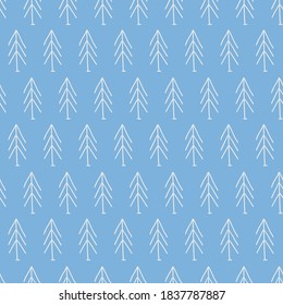 Christmas seamless pattern with spruce trees on blue background. Perfect for holiday invitations, winter greeting cards, wallpaper and gift paper 