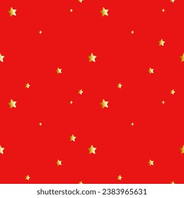 Christmas seamless pattern with star in flat and 3d style 2024 new year on red   background