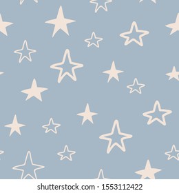 Christmas seamless pattern with stars. Seamless pattern for cards, wrapping papers, posters. Creative hand drawn pattern for winter holidays. Seamless texture for Christmas design