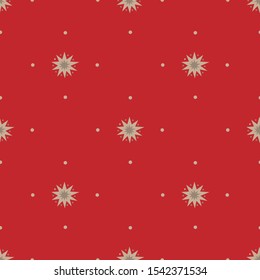 Christmas seamless pattern with Christmas stars on red background. Christmas design for winter holiday  banner, web, poster, greeting card design, wrapping paper