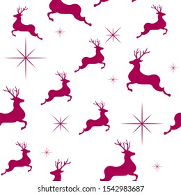 Christmas seamless pattern with stars and reindeers. Repetitive pattern design. EPS 10.